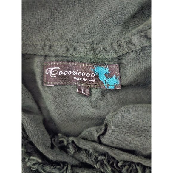 Cocoricooo Tunic Top Art Hippie Boho Cotton Large Silk Blend - Picture 7 of 7